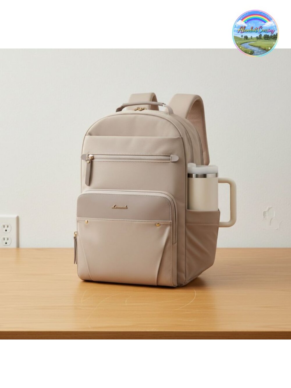 LOVEVOOK Laptop Backpack for Women Vegan Leather Trim 15.6" Work Travel